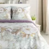 Komplet pościeli z bawełny satynowej Spring 220x200 w białe kwiaty