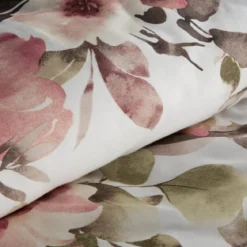 Komplet pościeli z bawełny satynowej Spring 220x200 w czerwone, bordowe i pudrowe kwiaty