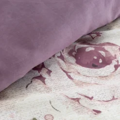 Komplet pościeli z bawełny satynowej Spring 220x200 w fioletowe kwiaty