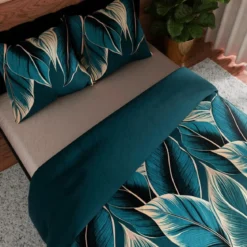Komplet pościeli z bawełny satynowej tropikalne liście 160x200 Levi
