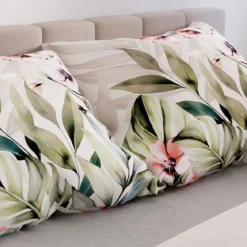 Komplet pościeli z bawełny satynowej w kwiaty hibiskusa 160x200 Paradis