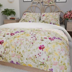 Komplet pościeli z bawełny satynowej motyw kwiatowy 160x200 Florina