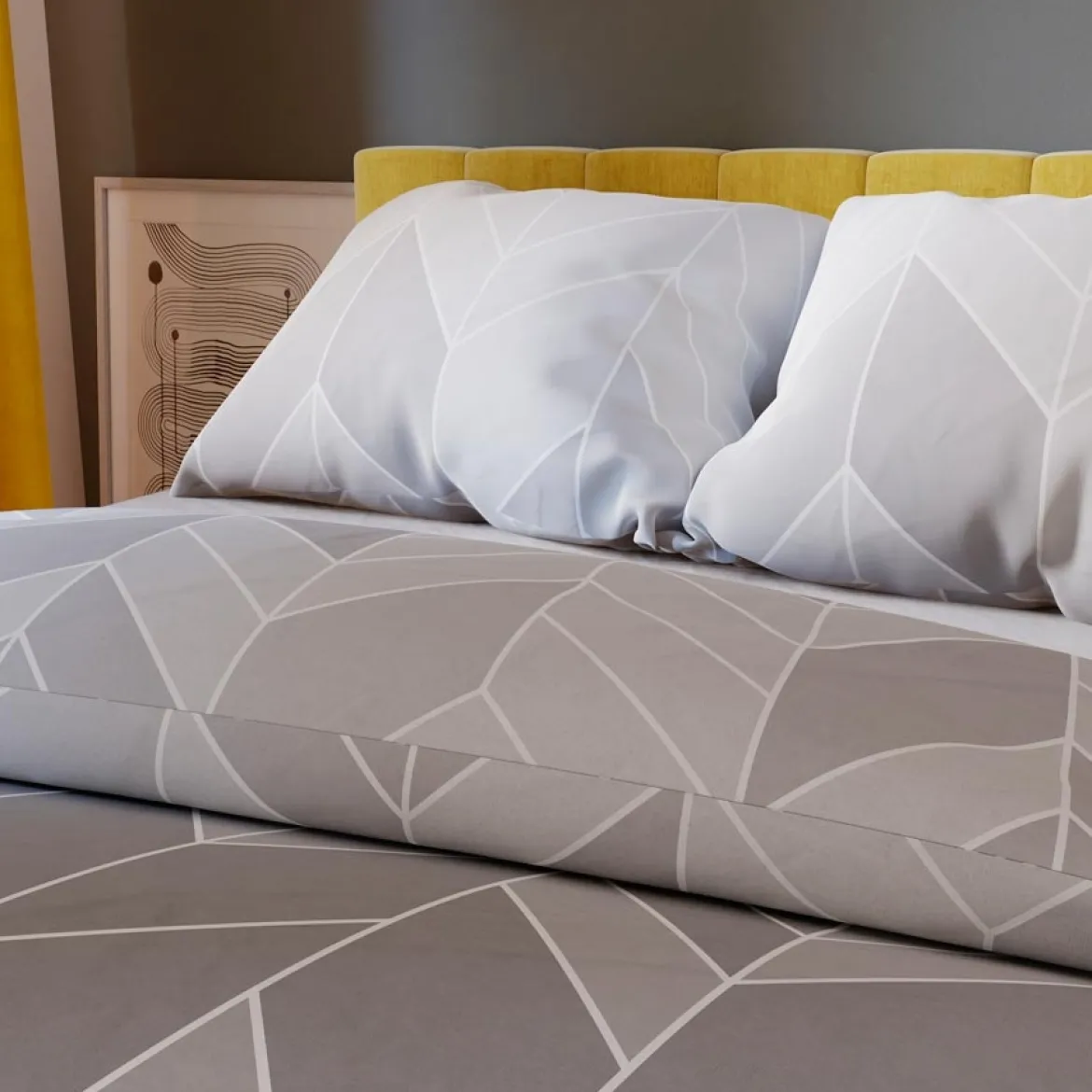 Komplet pościeli z bawełny satynowej geometryczny wzór 220x200 Nitta