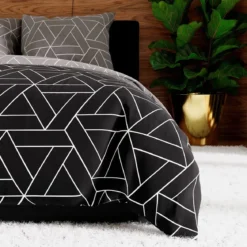 Komplet pościeli z bawełny satynowej geometryczny wzór 220x200 Zefira