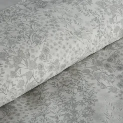 Komplet pościeli z bawełny satynowej popielatej Spring 160x200 Kwiatowy Wzór