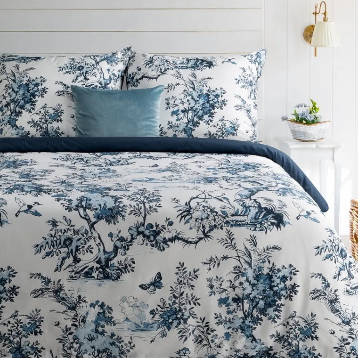 Komplet pościeli z bawełny satynowej 160x200 w stylu toile de jouy