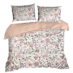 Komplet pościeli z bawełny satynowej Spring 160x200 różowe kwiaty
