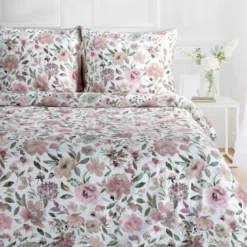 Komplet pościeli z bawełny satynowej Spring 160x200 różowe kwiaty
