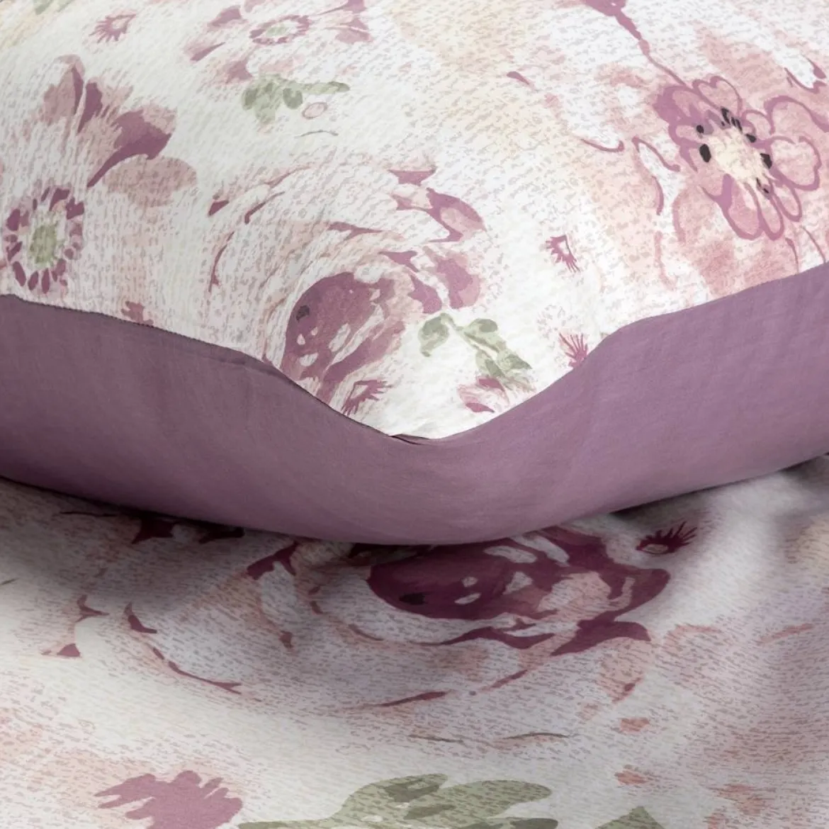 Komplet pościeli z bawełny satynowej Spring 160x200 w fioletowe kwiaty