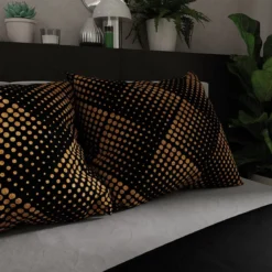 Komplet pościeli z bawełny satynowej czarno złota 220x200 Luxe