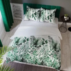 Komplet pościeli z bawełny satynowej w liście 220x200 Verdura