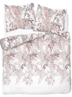 Komplet pościeli z satyny bawełnianej 220x200 w kwiaty glicynii Home Satin