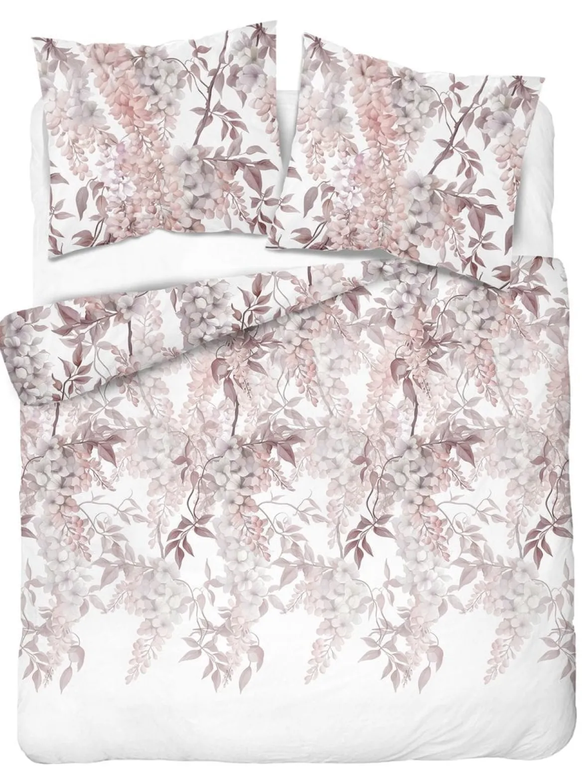 Komplet pościeli z satyny bawełnianej 220x200 w kwiaty glicynii Home Satin