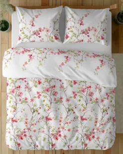 Komplet pościeli z satyny bawełnianej 220x200 w kwitnące gałązki Home Satin