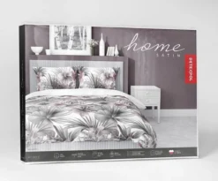 Komplet pościeli z satyny bawełnianej 220x200 w różowe hibiskusy Home Satin
