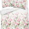 Komplet pościeli z satyny bawełnianej 220x200 w różowe kwiaty eustomy Home Satin