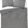 Komplet pościeli z satyny bawełnianej ciemnoszarej 220x200 w liście Home Satin