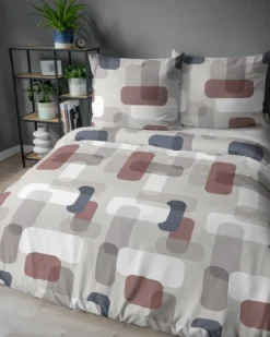 Komplet pościeli z satyny bawełnianej Home Satin 220x200 w prostokąty