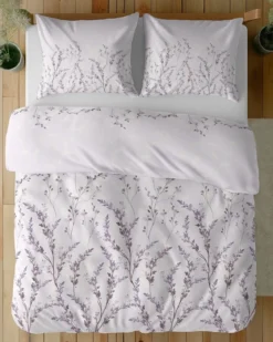 Komplet pościeli z satyny bawełnianej różowej 220x200 w drobne gałązki Home Satin
