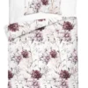 Komplet pościeli z satyny bawełnianej 140x200 w bordowe peonie i hortensje Home Satin