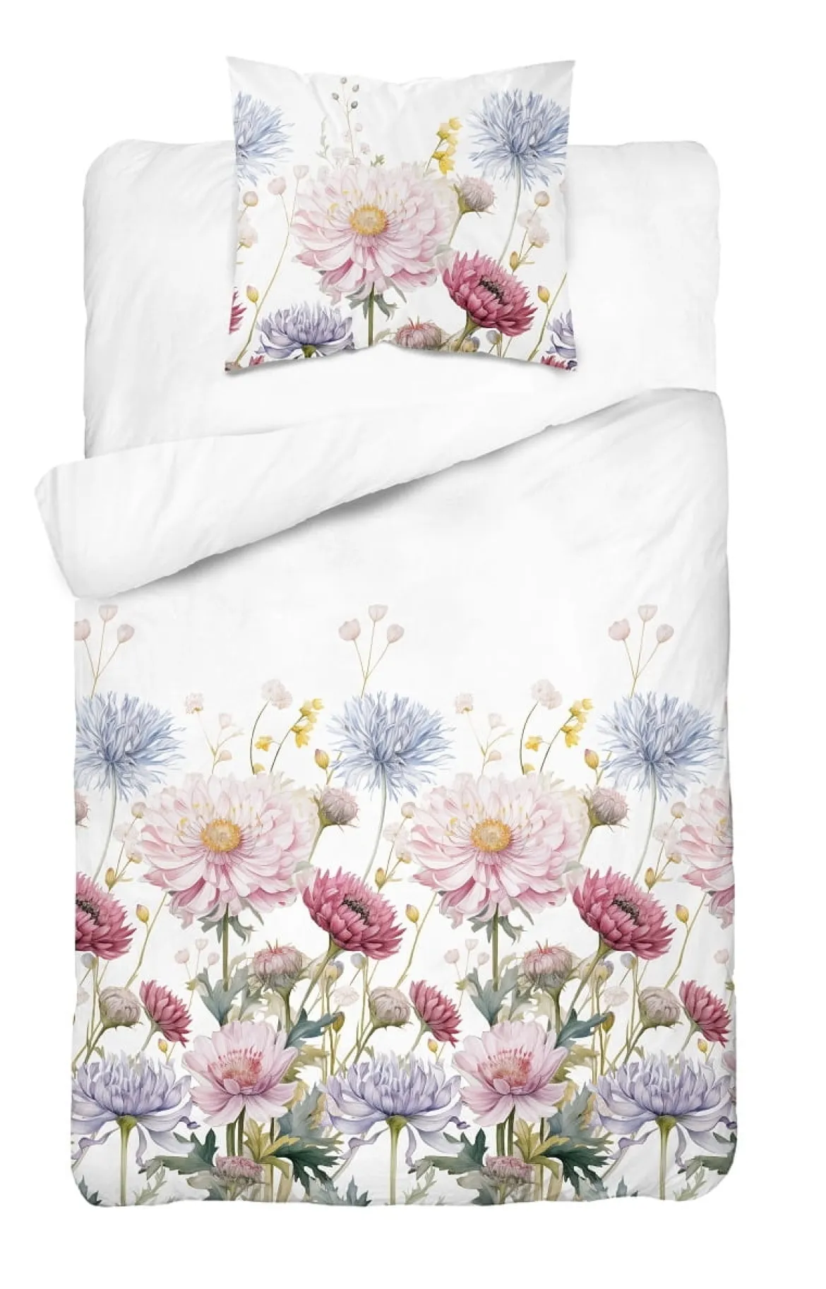 Komplet pościeli z satyny bawełnianej 140x200 w wielobarwne kwiaty Home Satin