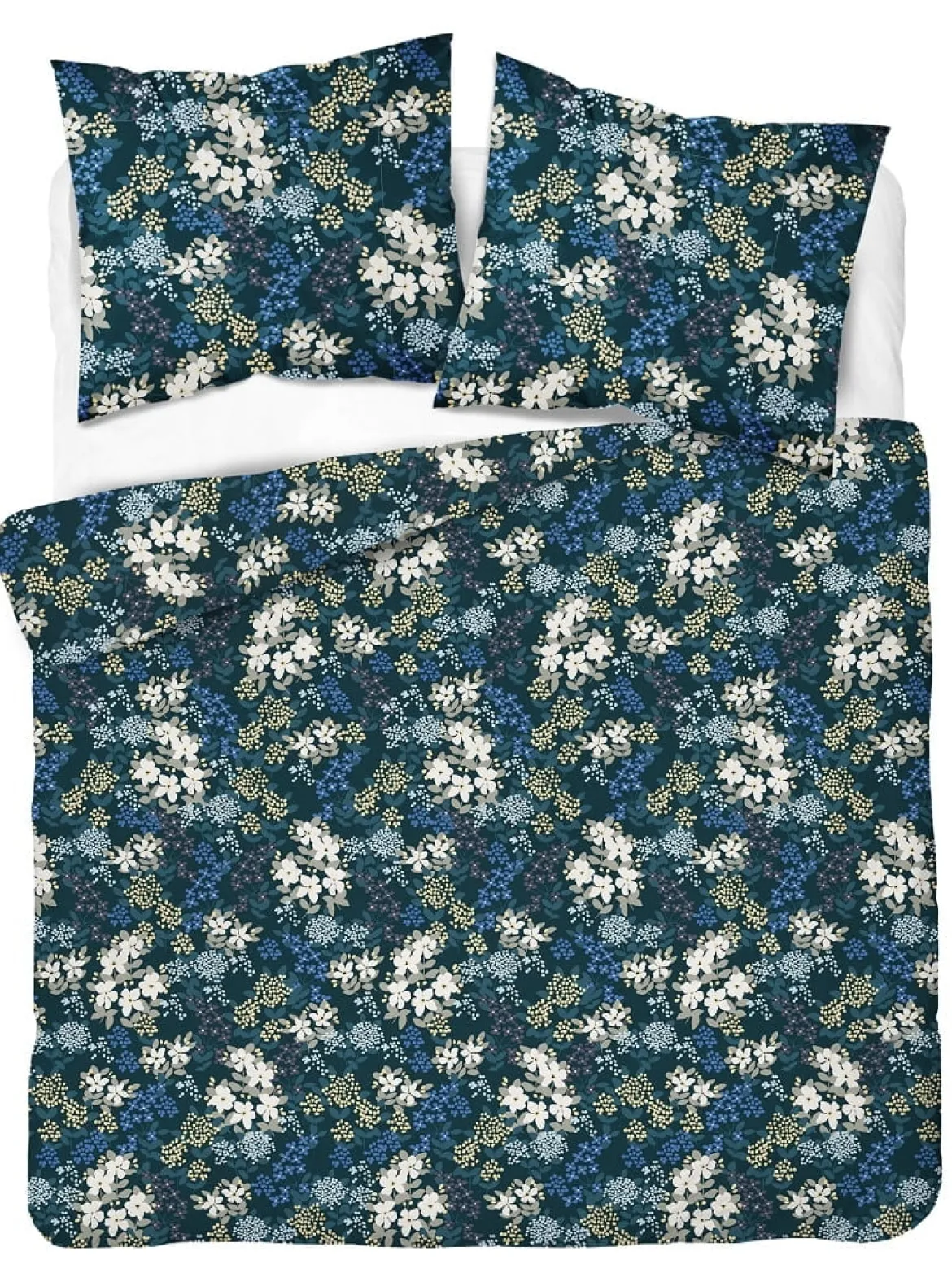 Komplet pościeli z satyny bawełnianej w odcieniach granatu 160x200 w kwiaty Home Satin