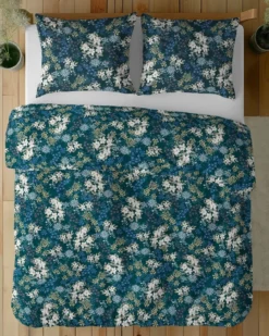 Komplet pościeli z satyny bawełnianej w odcieniach granatu 160x200 w kwiaty Home Satin