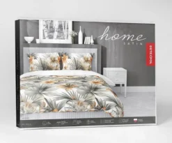 Komplet pościeli z satyny bawełnianej 160x200 w pomarańczowe hibiskusy Home Satin