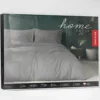Komplet pościeli z satyny bawełnianej ciemnoszarej 160x200 w liście Home Satin