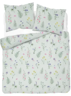 Komplet pościeli z satyny bawełnianej miętowej 160x200 w drobne kwiaty Home Satin