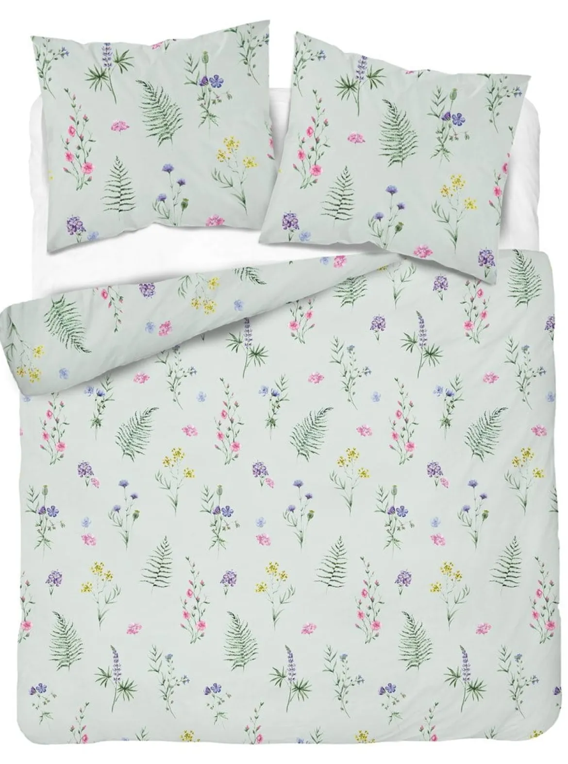 Komplet pościeli z satyny bawełnianej miętowej 160x200 w drobne kwiaty Home Satin