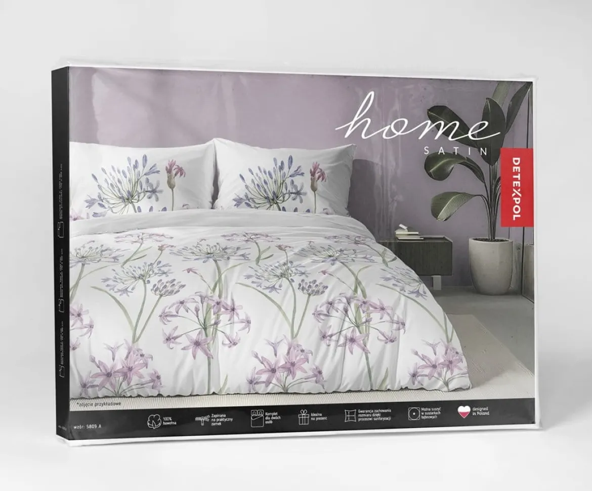 Komplet pościeli z satyny bawełnianej 220x200 w kwiaty czosnku ozdobnego Home Satin