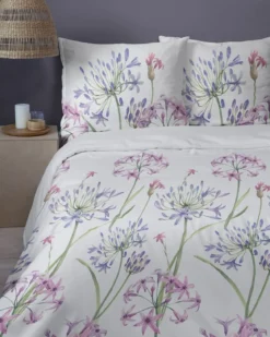 Komplet pościeli z satyny bawełnianej 220x200 w kwiaty czosnku ozdobnego Home Satin