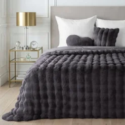 Narzuta Liliy futrzana 200x220 stalowa