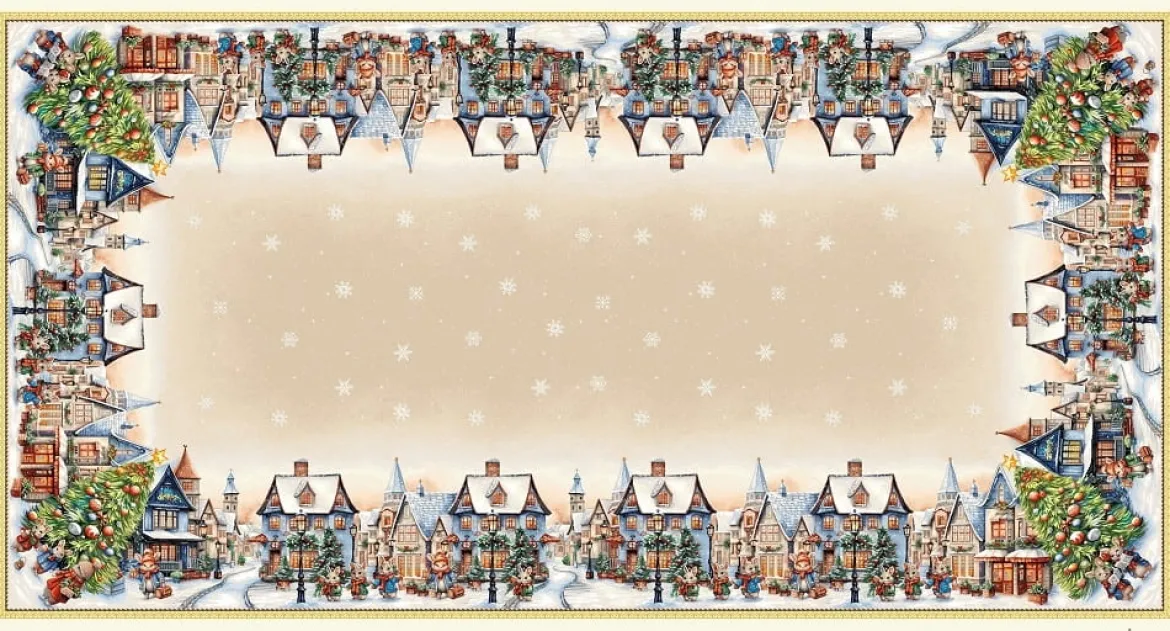 Obrus gobelinowy świąteczny 140x260 Zimowe Miasteczko