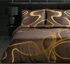 Pościel Alisma Tencel brązowo złota 220x200 Premium Eurofirany
