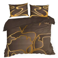 Pościel Alisma Tencel brązowo złota 220x200 Premium Eurofirany