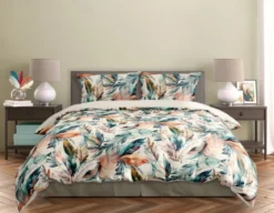 Pościel bawełna satynowa Milagro 220x200 w kolorowe pióra