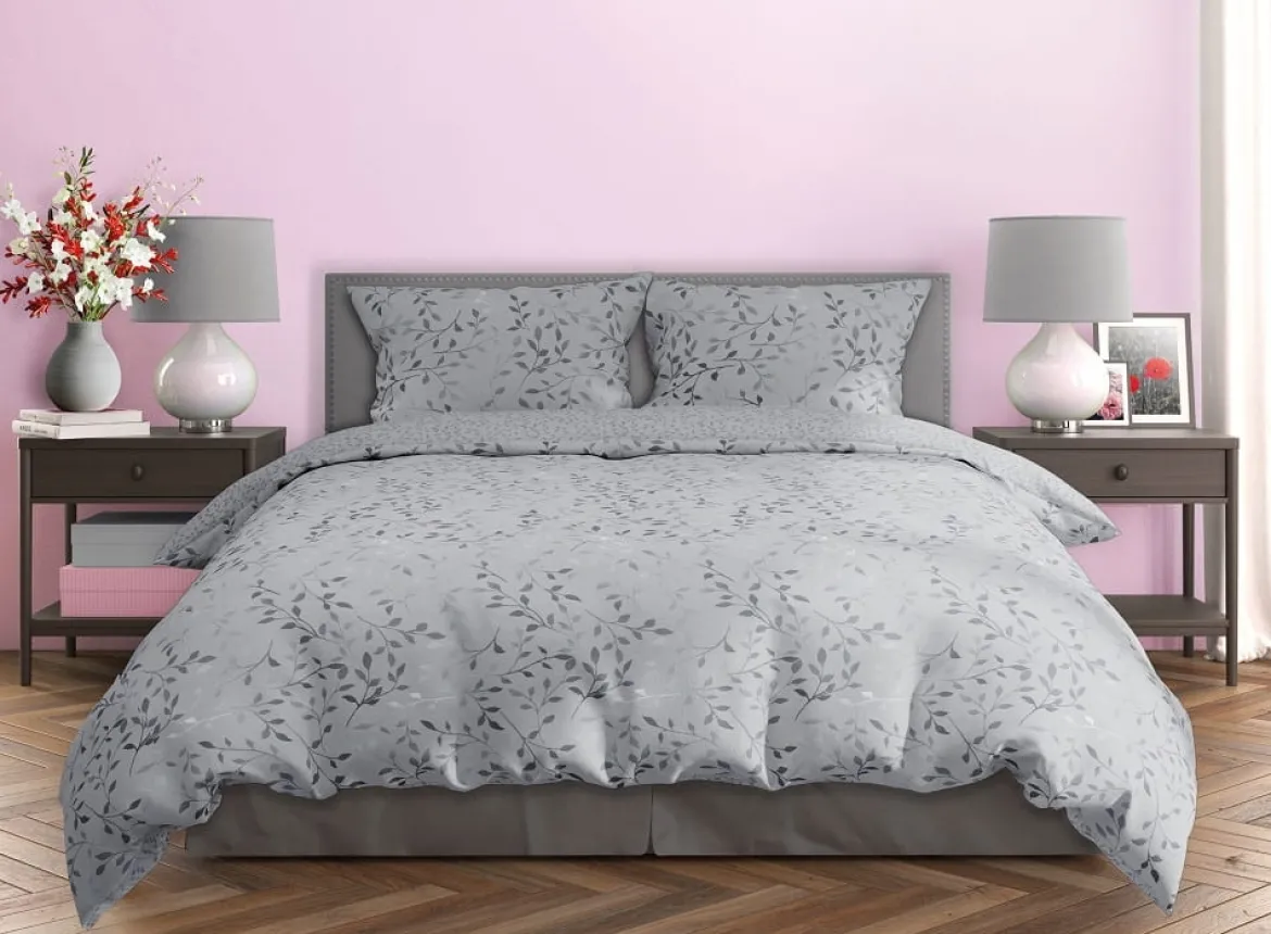 Pościel bawełna satynowa Milagro 160x200 Grey Botanica