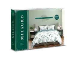 Pościel bawełna satynowa Milagro 160x200 w liście eukaliptusa
