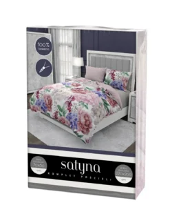 Pościel bawełna satynowa 220x200 w romantyczne piwonie