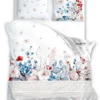 Pościel bawełniana biała Trendy 220x200 w kwiaty i motyle