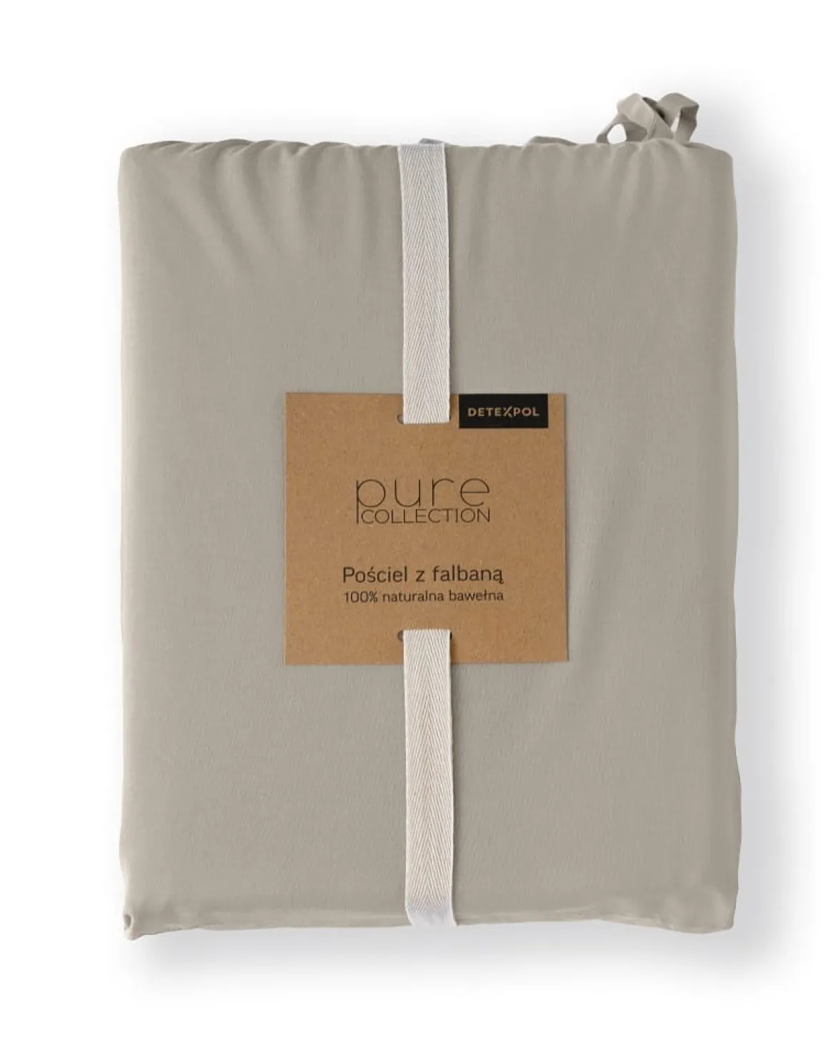 Pościel bawełniana Boho 220x200 Taupe z falbaną