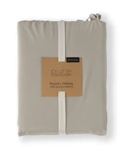 Pościel bawełniana Boho 160x200 Taupe z falbaną
