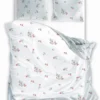 Pościel bawełniana Cottage biała 220x200 w drobne czerwone kwiatuszki