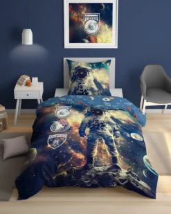 Pościel bawełniana dziecięca 160x200 Kosmonauta