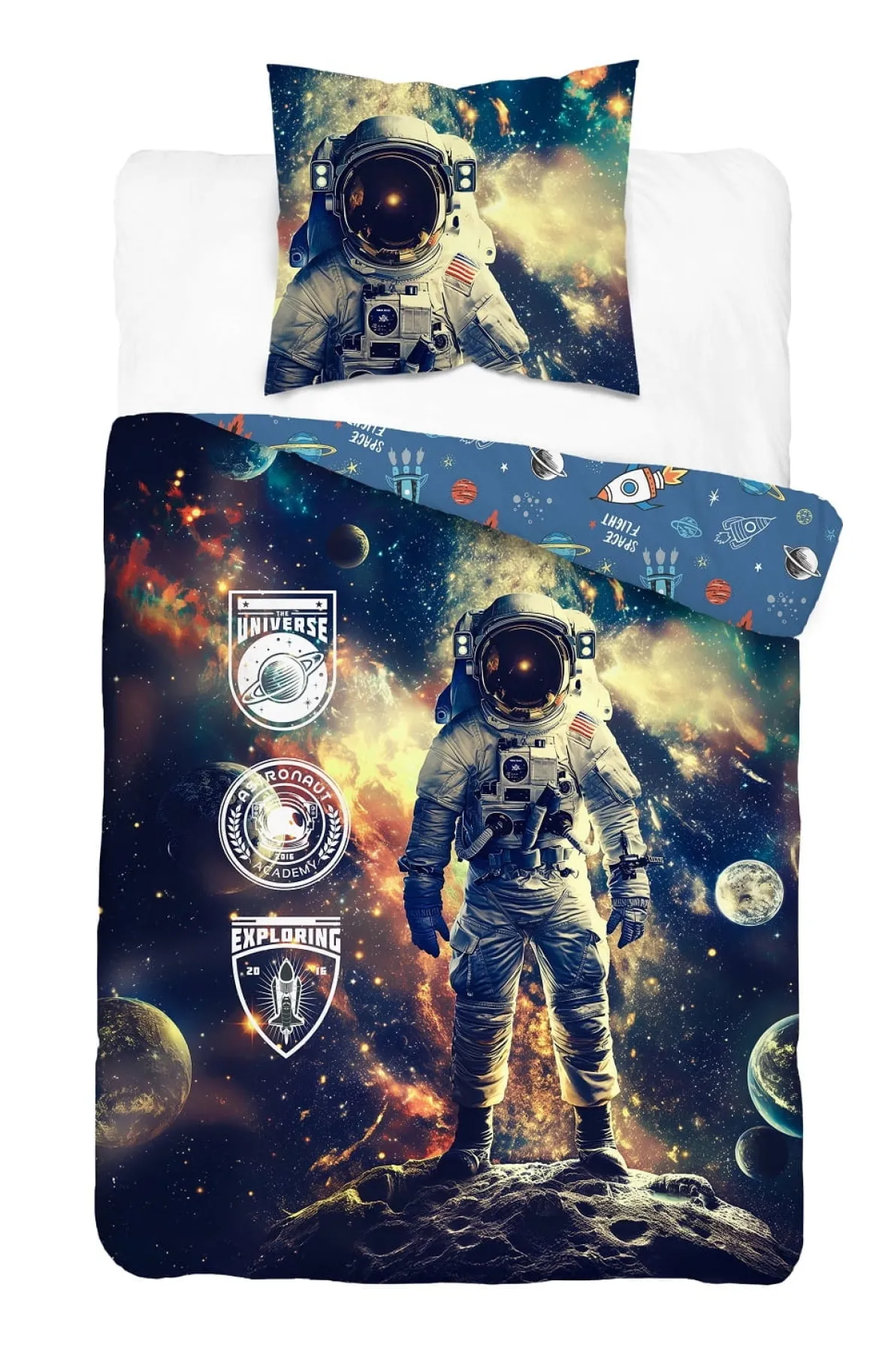 Pościel bawełniana dziecięca 160x200 Kosmonauta