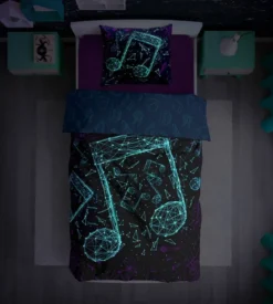 Pościel bawełniana fluorescencyjna 140x200 Nutki