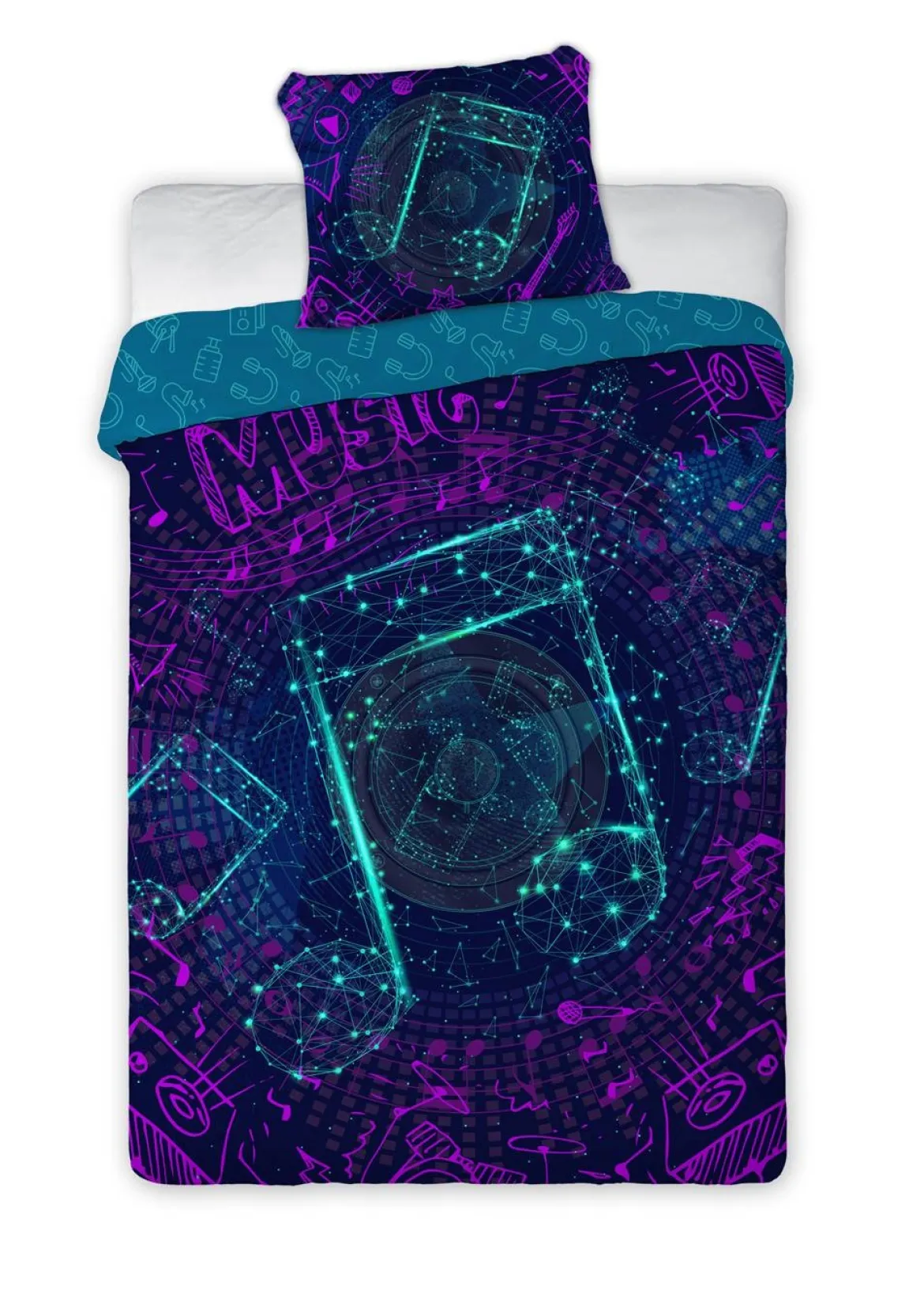 Pościel bawełniana fluorescencyjna 140x200 Nutki