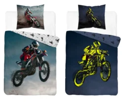 Pościel bawełniana młodzieżowa świecąca 160x200 Motocross